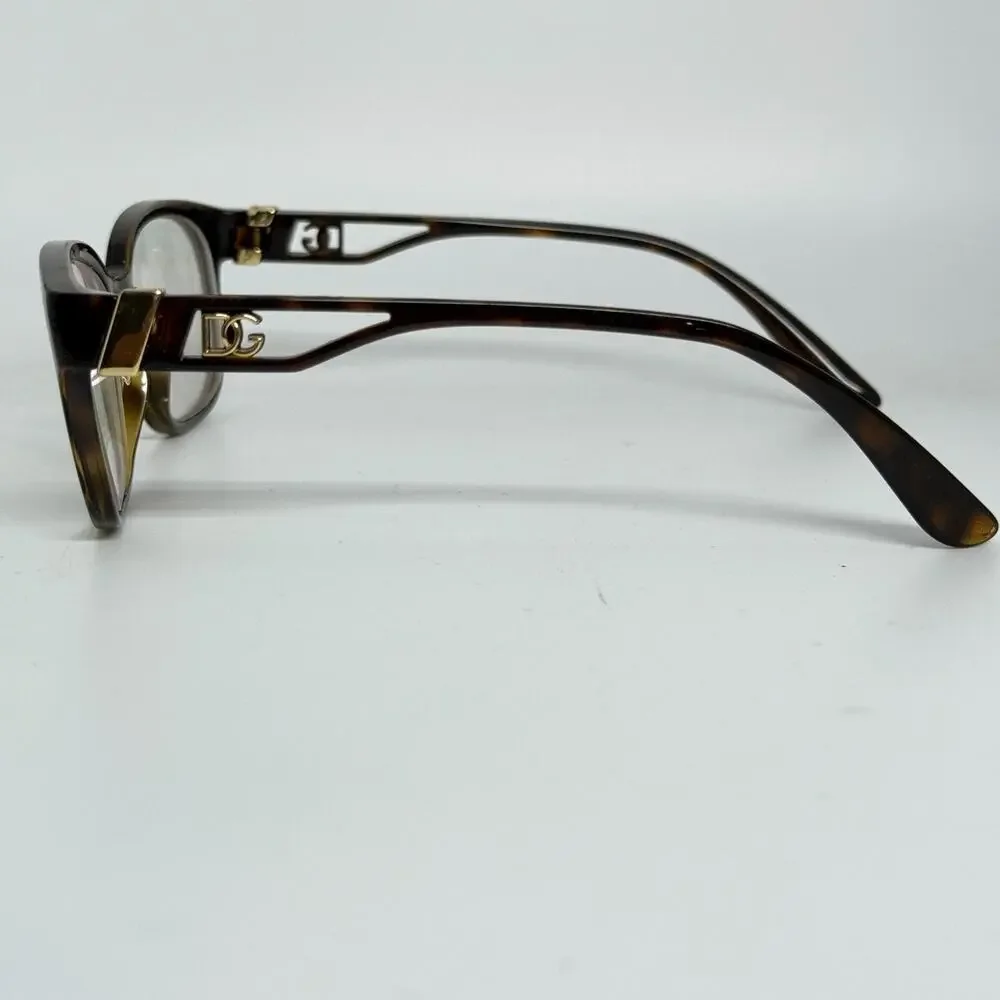 DOLCE & GABBANA Eyeglasses Frames Full Rim Cat Eye Brown‎ Tortoise H17928